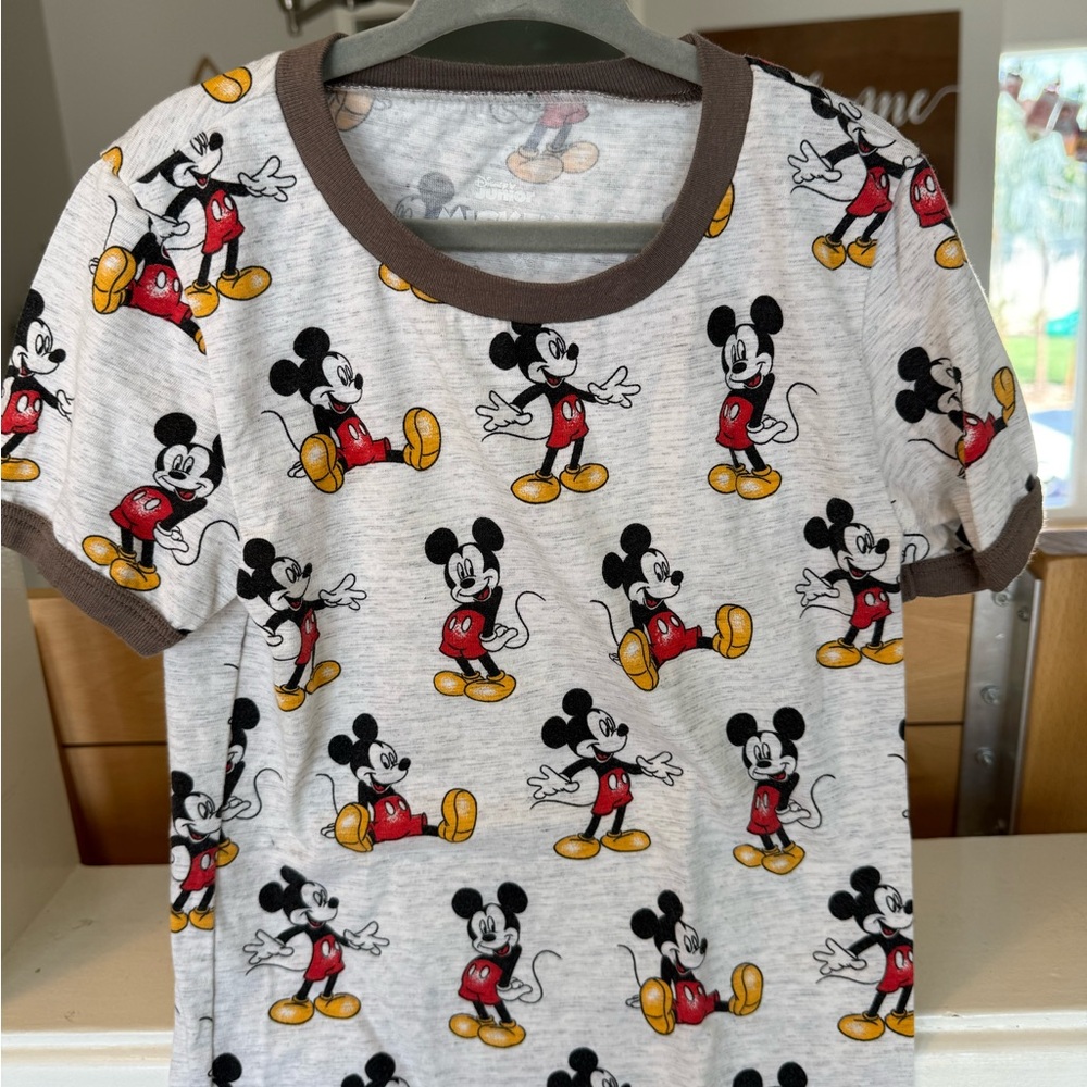 Disney Mickey Mouse Kids T-Shirt - Gray with Red and Yellow Accents